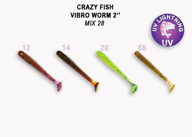 силиконовые приманки Vibro worm 2" 3-50-M28-6