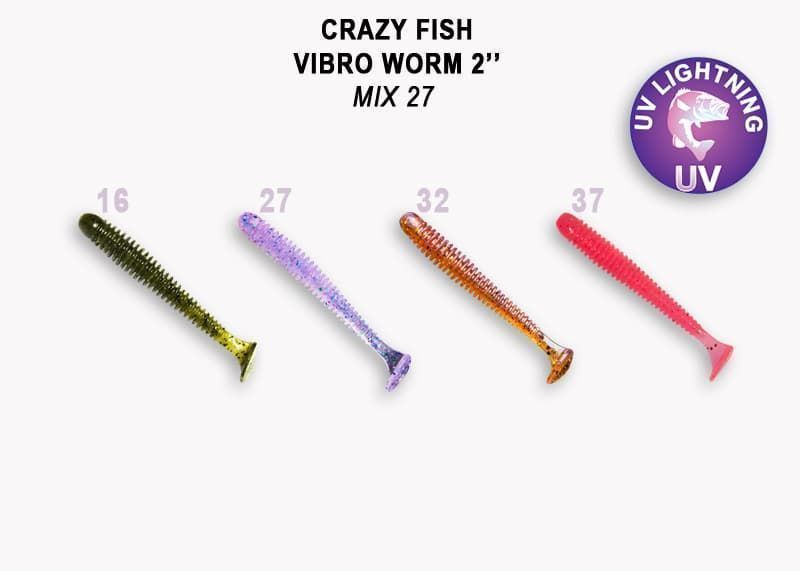 силиконовые приманки Vibro worm 2" 3-50-M27-6