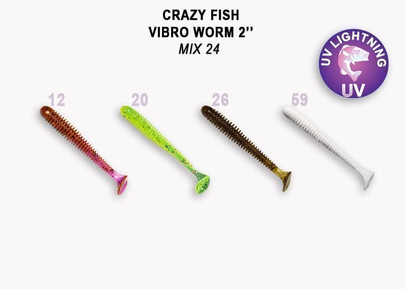 силиконовые приманки Vibro worm 2" 3-50-M24-6