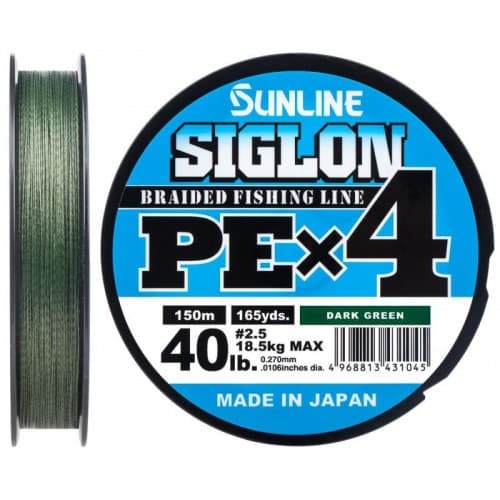 Плетеный шнур Sunline Siglon PE X4 150м #0.6 dark green