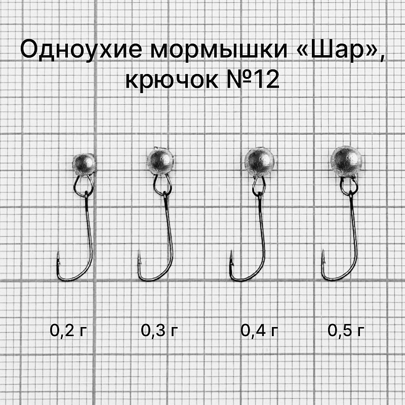 Одноухие мормышки «Шар». 0.5 г, крючок  №12, 10 шт