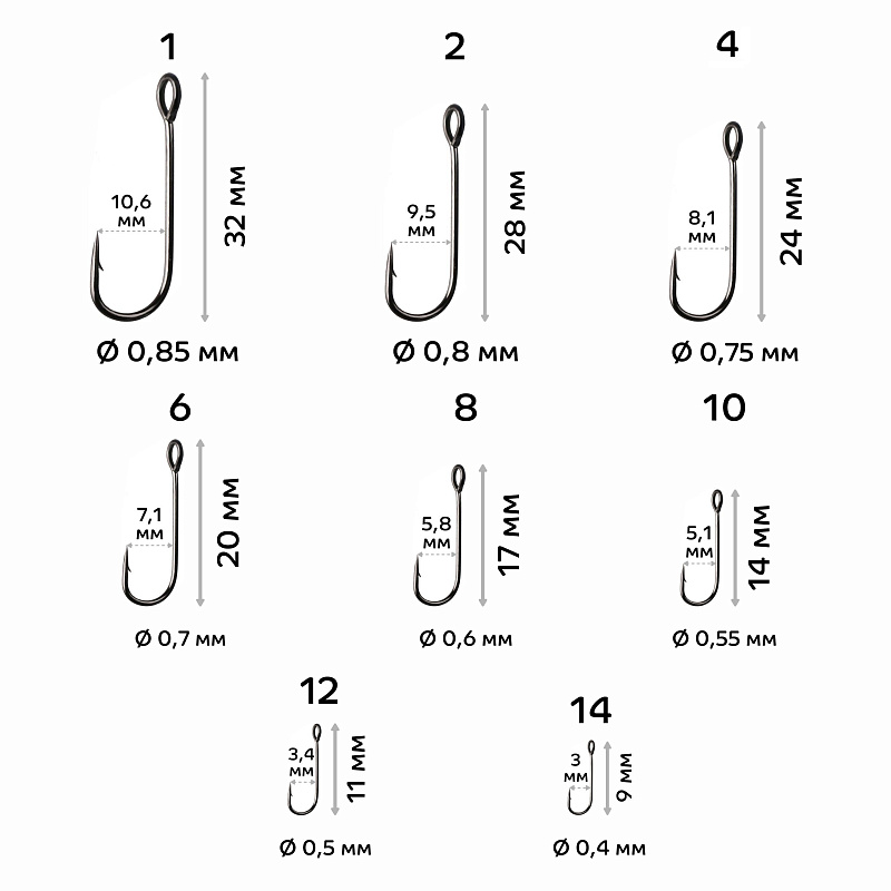 Рыболовные Одинарный крючок CF Round bent hook №1 10 шт