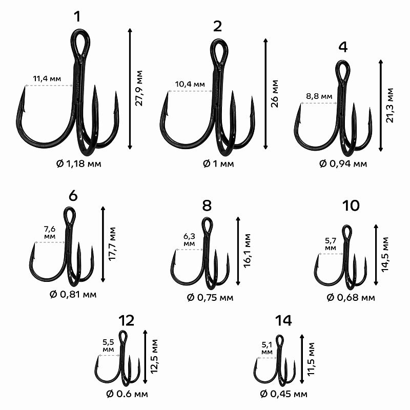 Рыболовные Тройной крючок CF T hook №4 10 шт