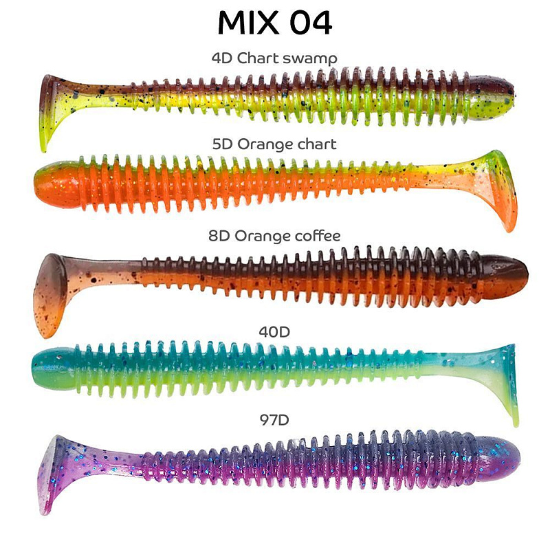 силиконовые приманки Vibro Worm 4'' 75-100-M04-6