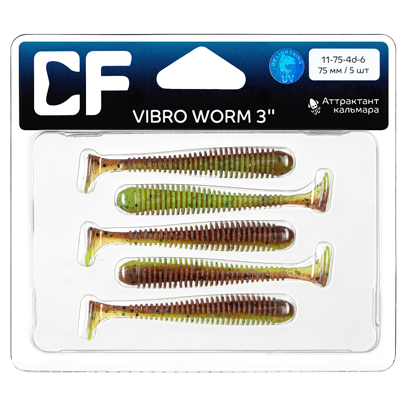 силиконовые приманки Vibro worm 3" 11-75-4d-6