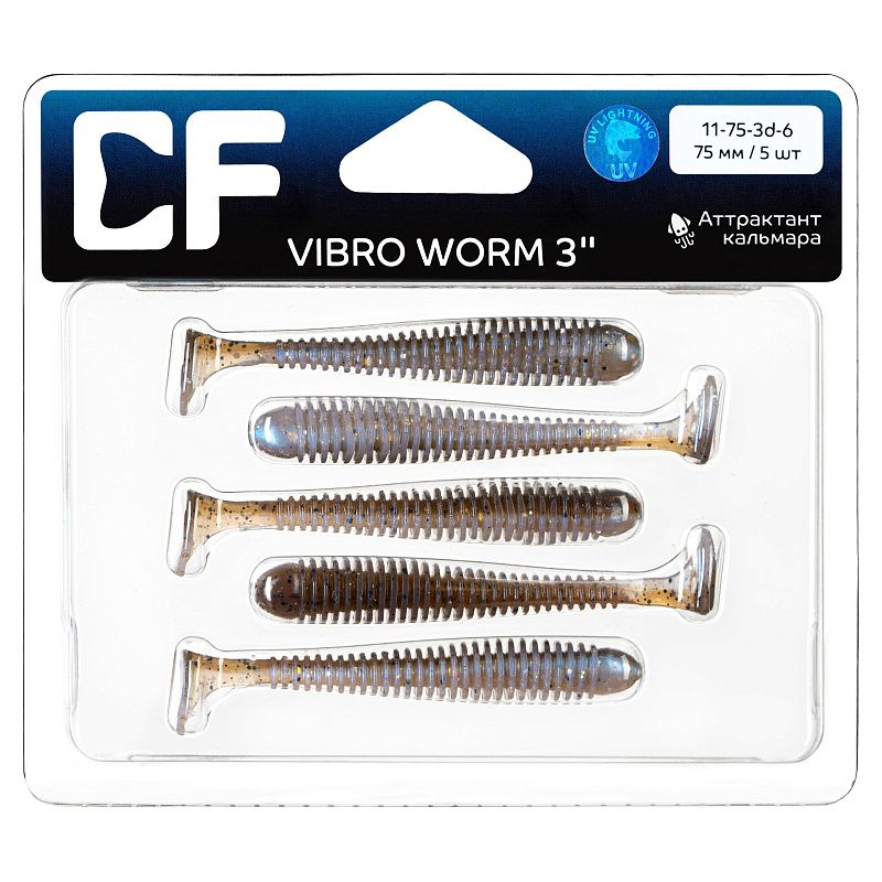 силиконовые приманки Vibro worm 3" 11-75-3d-6