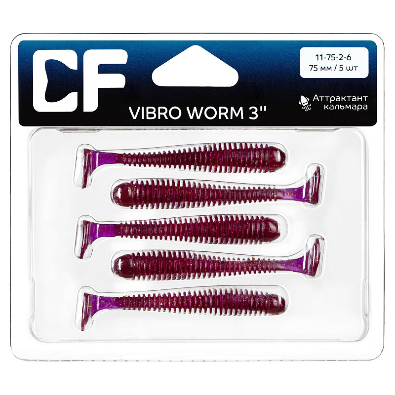 силиконовые приманки Vibro worm 3" 11-75-2-6