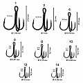 Рыболовные Тройной крючок CF T hook №14 15 шт