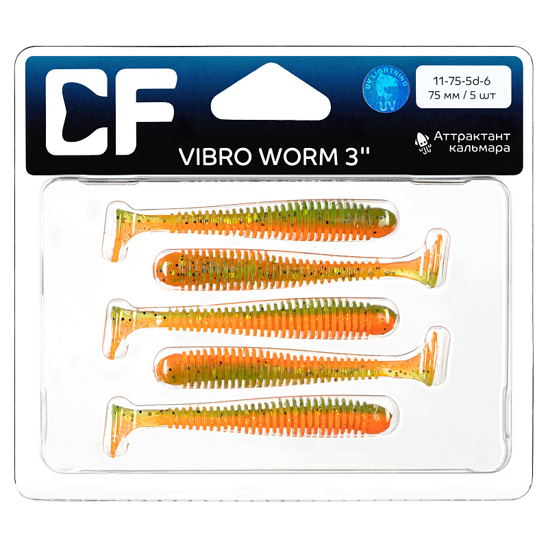силиконовые приманки Vibro worm 3" 11-75-5d-6