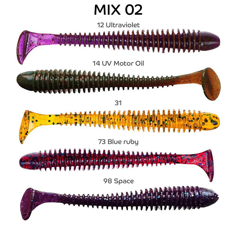 силиконовые приманки Vibro Worm 4'' 75-100-M02-6