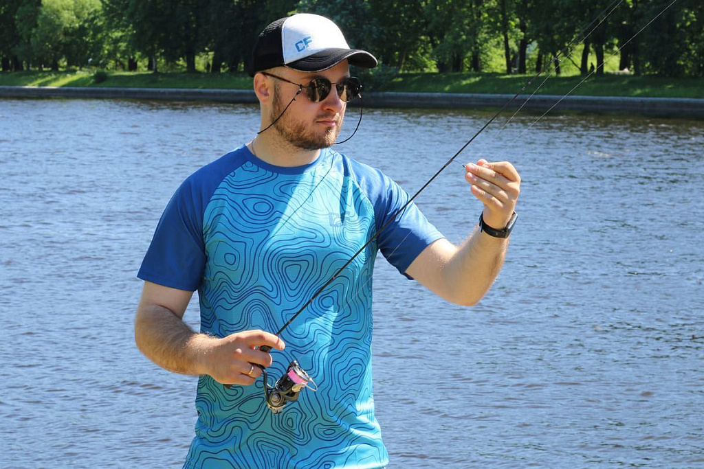 Футболка CF Maps blue для рыбака и рыбалки