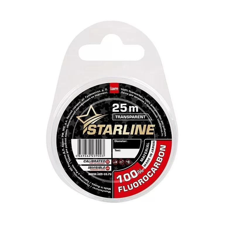 Флюорокарбон STARLINE 100% FLUOROCARBON 0.14 mm 25 m